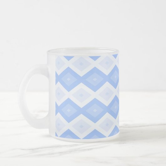 Pale blue diamond pattern matglas koffiemok (Links)