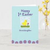 Pale Blue Easter Granddaughter Card Kaart (Gele Bloem)