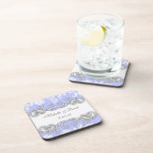 Pale Blue en Witte Bloemendamask Bruiloft Drankjes Onderzetter (Rechterzijde)