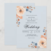 Pale Blue Floral Arch Wedding Kaart (Voorkant / Achterkant)