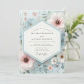 Pale Blue Floral Dream Wedding Kaart (Staand voorkant)