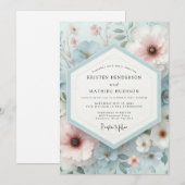 Pale Blue Floral Dream Wedding Kaart (Voorkant / Achterkant)