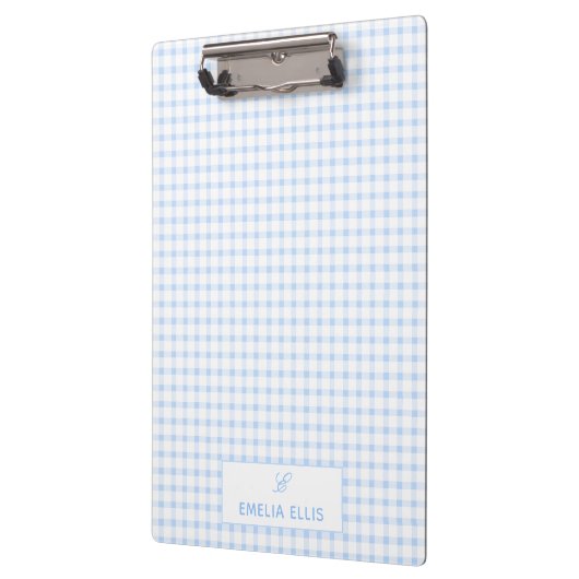 Pale Blue Gingham Classic Monogram  Klembord (Links)