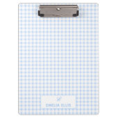 Pale Blue Gingham Classic Monogram  Klembord (Voorkant)