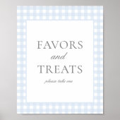 Pale Blue Gingham Klassieke Favorieten & Traktatie Poster (Voorkant)