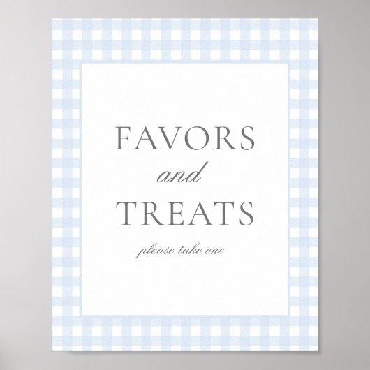 Pale Blue Gingham Klassieke Favorieten & Traktatie Poster (Voorkant)