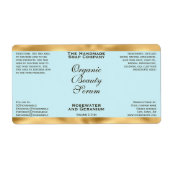 Pale Blue & Gold Cosmetics Druppelfles Etiket (Voorkant)