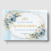 Pale Blue Gold Eucalyptus Boho Guest Book Quince Gastenboek (Voorkant)