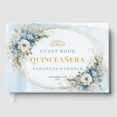 Pale Blue Gold Eucalyptus Boho Guest Book Quince Gastenboek (Voorkant)