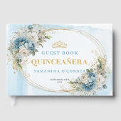 Pale Blue Gold Tiara Eucalyptus Quince Guest Book Gastenboek (Voorkant)