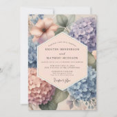 Pale Blue Hydrangea Floral Wedding Kaart (Voorkant)