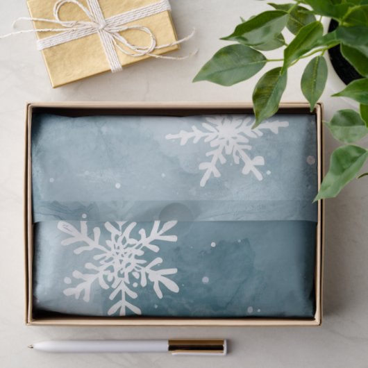 Pale Blue Snowflakes Watercolor Winter Holiday Tissuepapier (Geschenk)