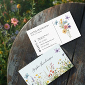 Pale blue White Watercolor Wildflower Visitekaartje