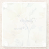Pale Butter Yellow Soft Blue Floral Wedding Glazen Onderzetter (Achterkant)