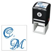 Pale Butter Yellow Soft Blue Floral Wedding Zelfinktende Stempel (In situ)