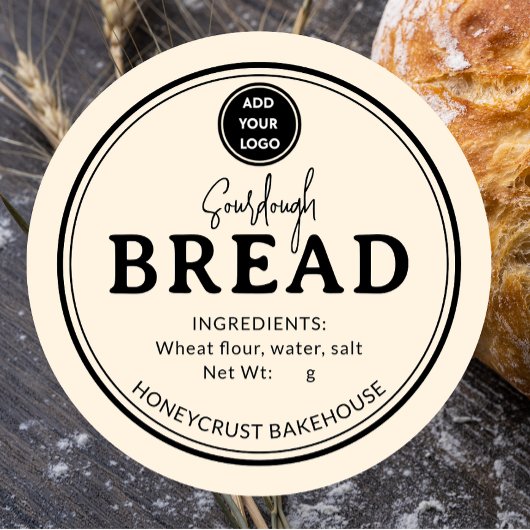 Pale Cream Bakery Sourdough Bread Label Sticker