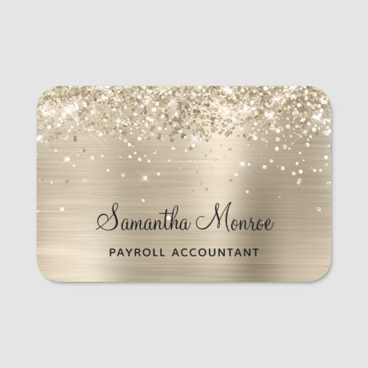 Pale Gold Glitter and Foil Naamplaatje (Voorkant)