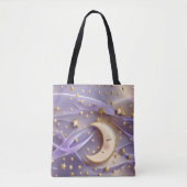 Pale Gold Lavender Moon Luxe Aesthetic Tote Bag (Voorkant)
