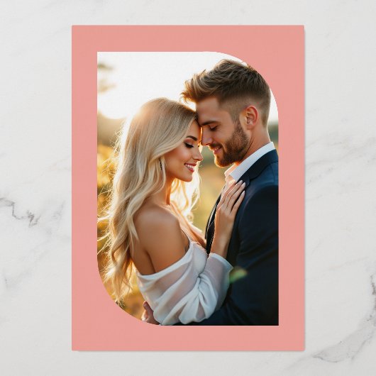 Pale Gray & Rose Gold Gatsby Art Deco Wedding Folie Uitnodiging (Achterkant)