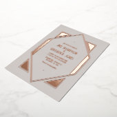 Pale Gray & Rose Gold Gatsby Art Deco Wedding Folie Uitnodiging (Gedraaid)