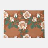 Pale Green And Cream Roses On A Warm Terracotta  Deurmat (Voorkant)