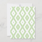 Pale green and white diamond pattern RSVP kaartje (Voorkant)