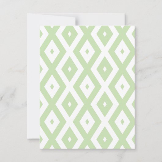Pale green and white diamond pattern RSVP kaartje (Voorkant)