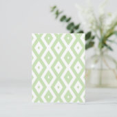 Pale green and white diamond pattern RSVP kaartje (Staand voorkant)