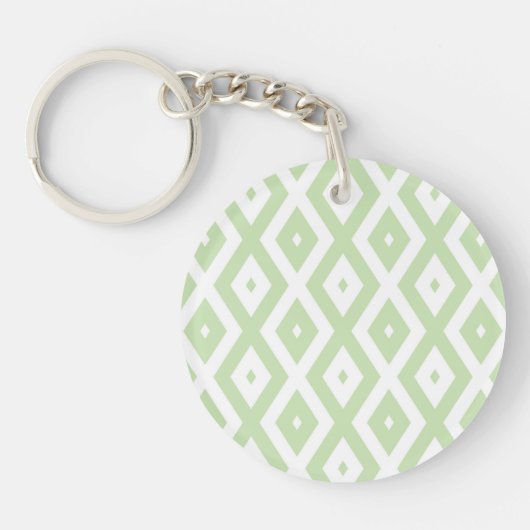 Pale green and white diamond pattern sleutelhanger (Voorkant)