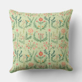 Pale Green Folk Floral Kussen (Achterkant)