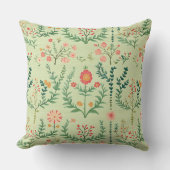 Pale Green Folk Floral Kussen (Voorkant)