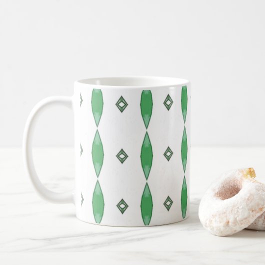 Pale Green geometric pattern coffee mug Koffiemok (Met donut)