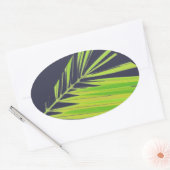 Pale Green Pastel Palm Leaves Ovale Sticker (Envelop)