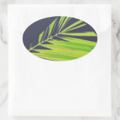 Pale Green Pastel Palm Leaves Ovale Sticker (Tas)