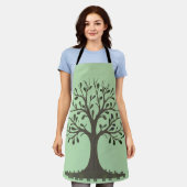 🌳 Pale Green Tree of Life Apron - Kitchen Schort (Gedragen)