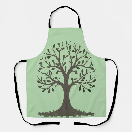 🌳 Pale Green Tree of Life Apron - Kitchen Schort (Voorkant)
