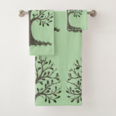 🌳 Pale Green Tree of Life Bath Towel Set - Alone Bad Handdoek (Insitu)