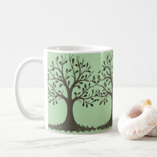 🌳 Pale Green Tree of Life Coffee Mug Koffiemok (Met donut)
