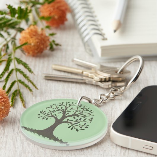 🌳 Pale Green Tree of Life Keychain (Voorkant Rechts)