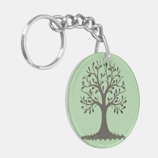 🌳 Pale Green Tree of Life Keychain (Voorkant Links)