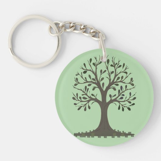 🌳 Pale Green Tree of Life Keychain (Voorkant)