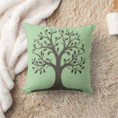 🌳 Pale Green Tree of Life Throw Pillow Kussen (Deken)