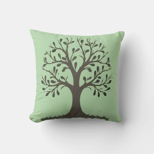 🌳 Pale Green Tree of Life Throw Pillow Kussen (Voorkant)
