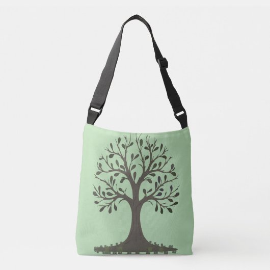 🌳 Pale Green Tree of Life Tote Bag - Reversibel (Voorkant)