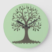 🌳 Pale Green Tree of Life Wall Clock Grote Klok (Voorkant)