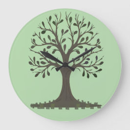 🌳 Pale Green Tree of Life Wall Clock Grote Klok