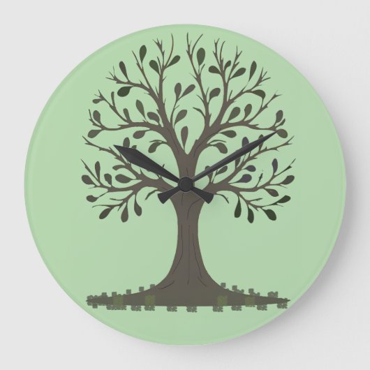 🌳 Pale Green Tree of Life Wall Clock Grote Klok (Voorkant)