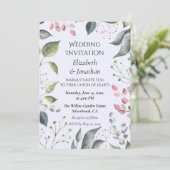 Pale Grey & Red Leaves Custom Wedding Invitation (Staand voorkant)