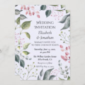 Pale Grey & Red Leaves Custom Wedding Invitation (Voorkant / Achterkant)