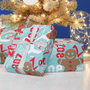 Pale Ijsblauwe Gemberkoek Persoonlijke Gift Wrap Cadeaupapier